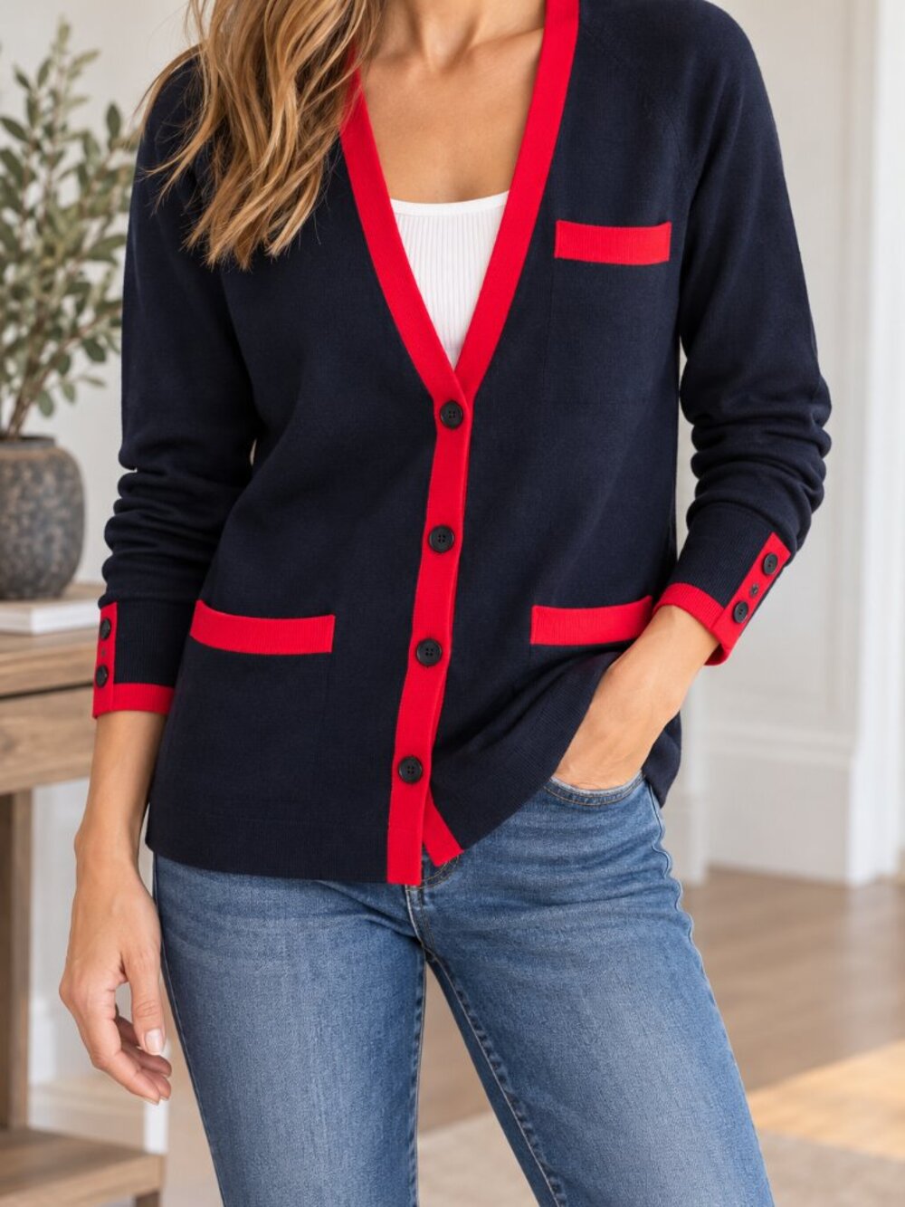 Liz Claiborne Colorblock Cardigan MEDIUM